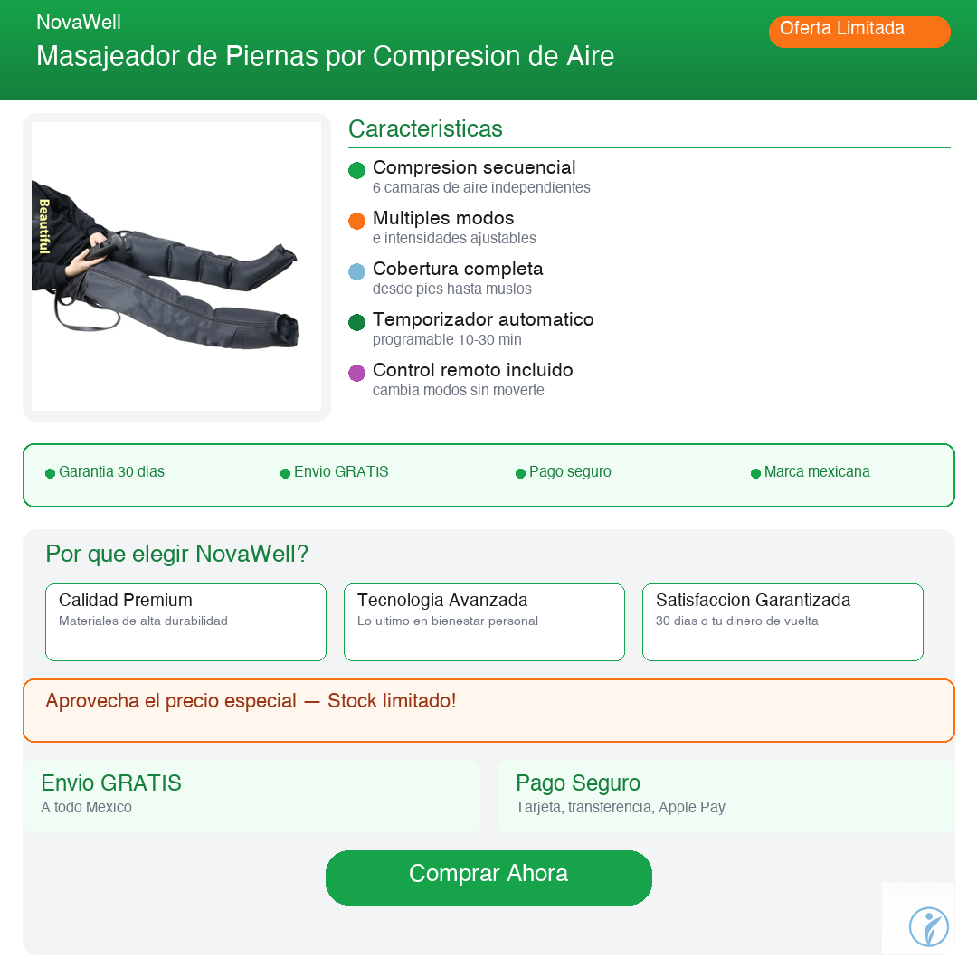 Masajeador de Piernas NovaWell - Características