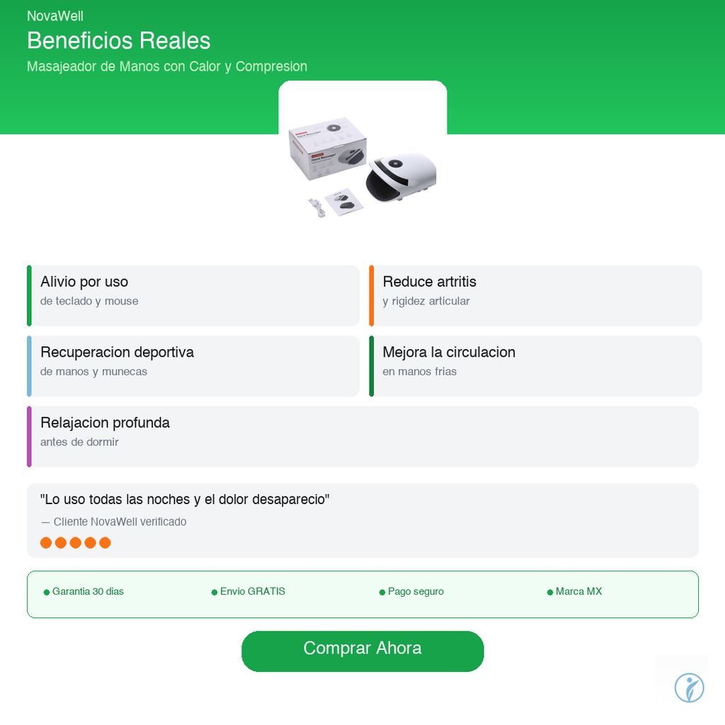 Masajeador de Manos NovaWell - Beneficios