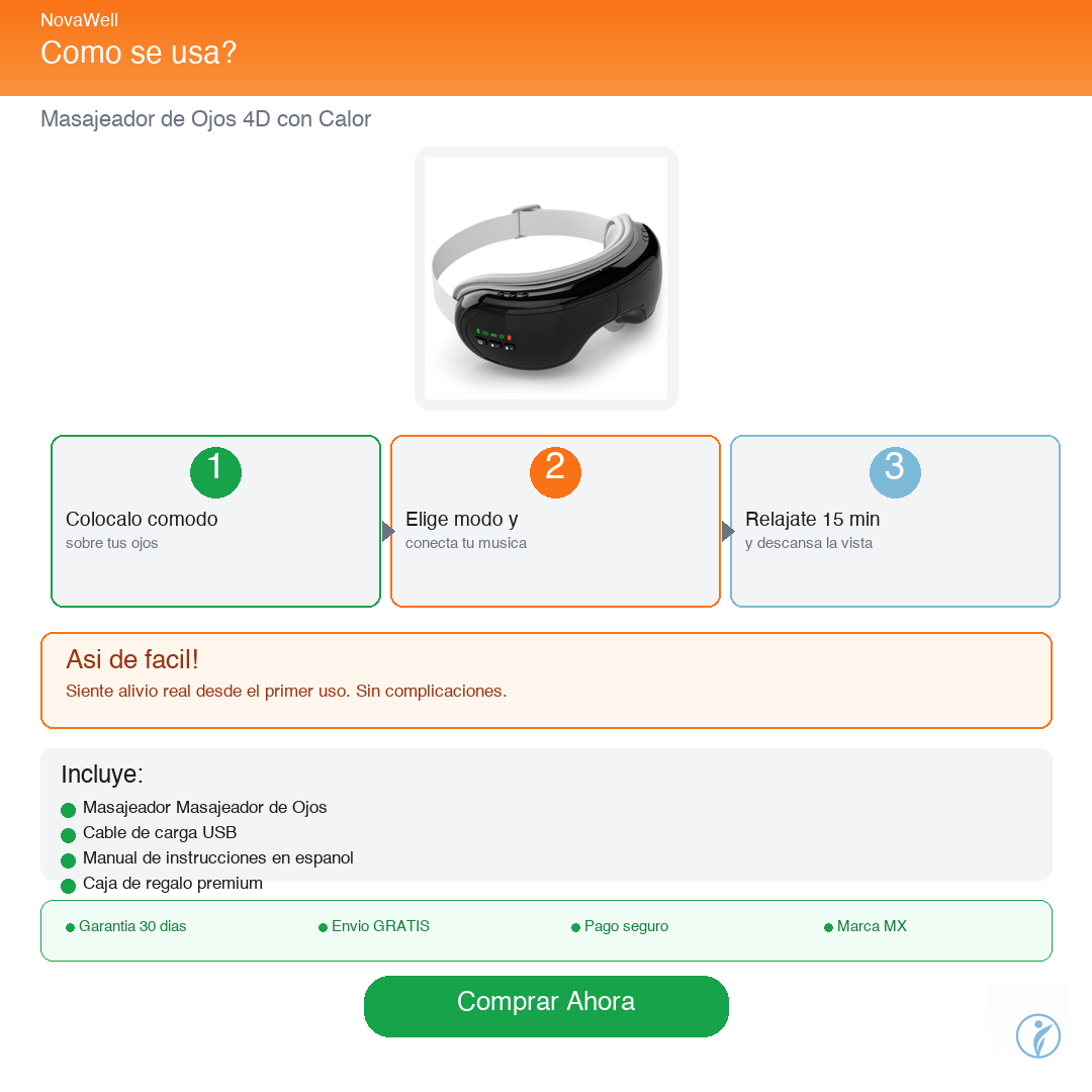 Masajeador de Ojos 4D NovaWell - Cómo Usar