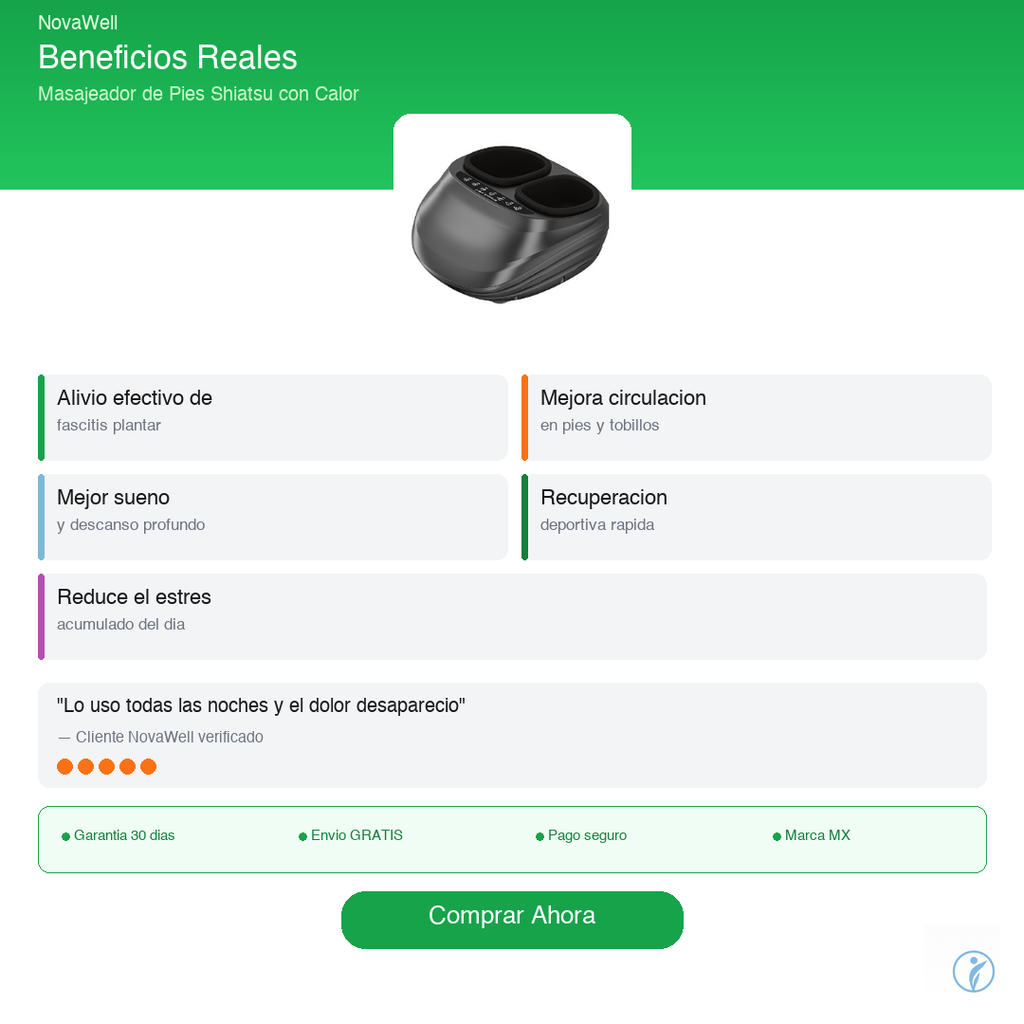 Masajeador Shiatsu de Pies NovaWell - Beneficios