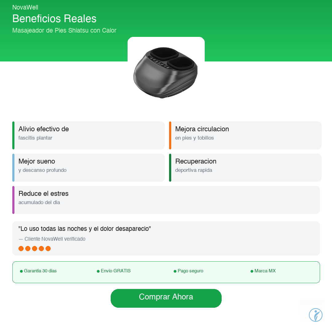 Masajeador Shiatsu de Pies NovaWell - Beneficios