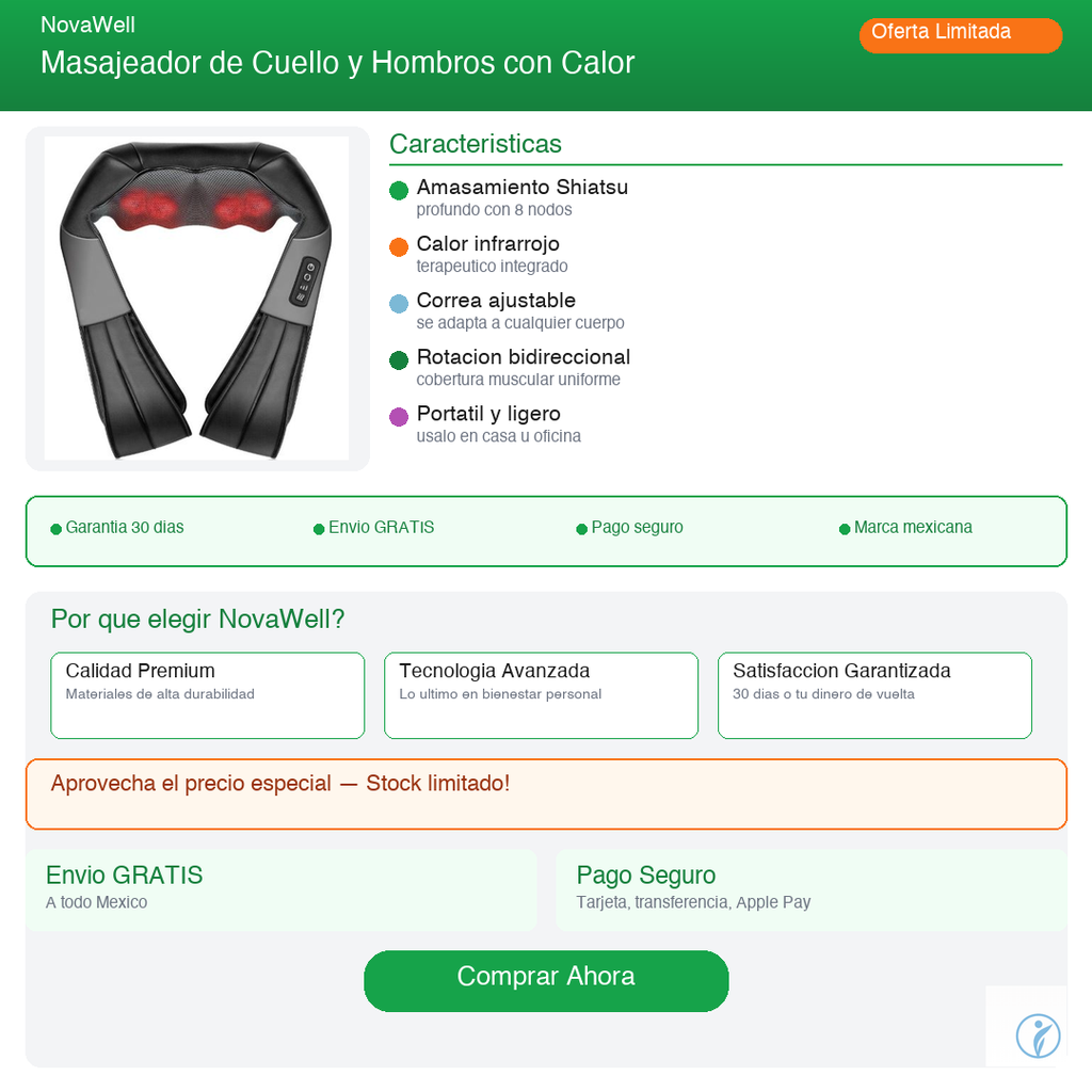 Masajeador Cervical EMS NovaWell - Características