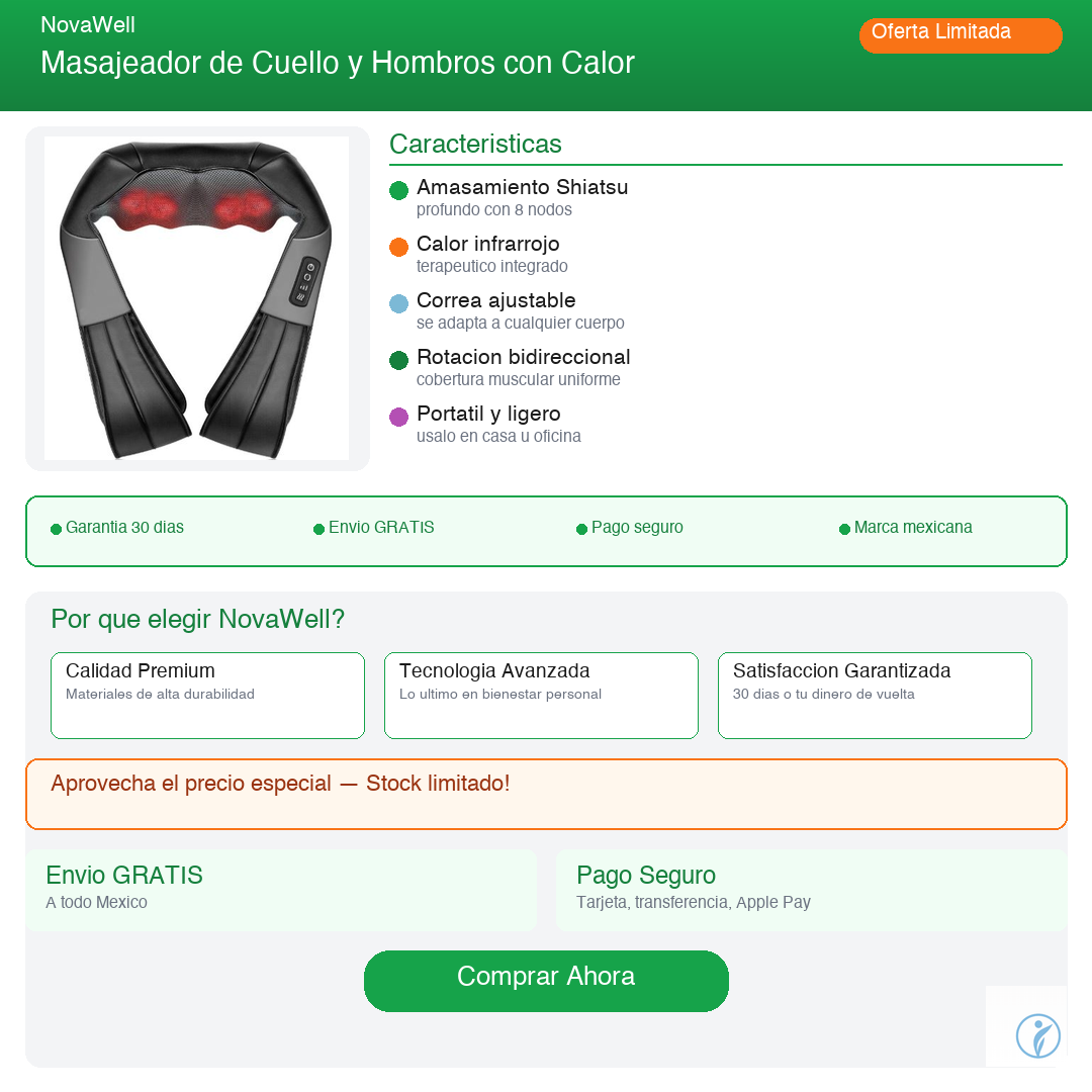 Masajeador Cervical EMS NovaWell - Características