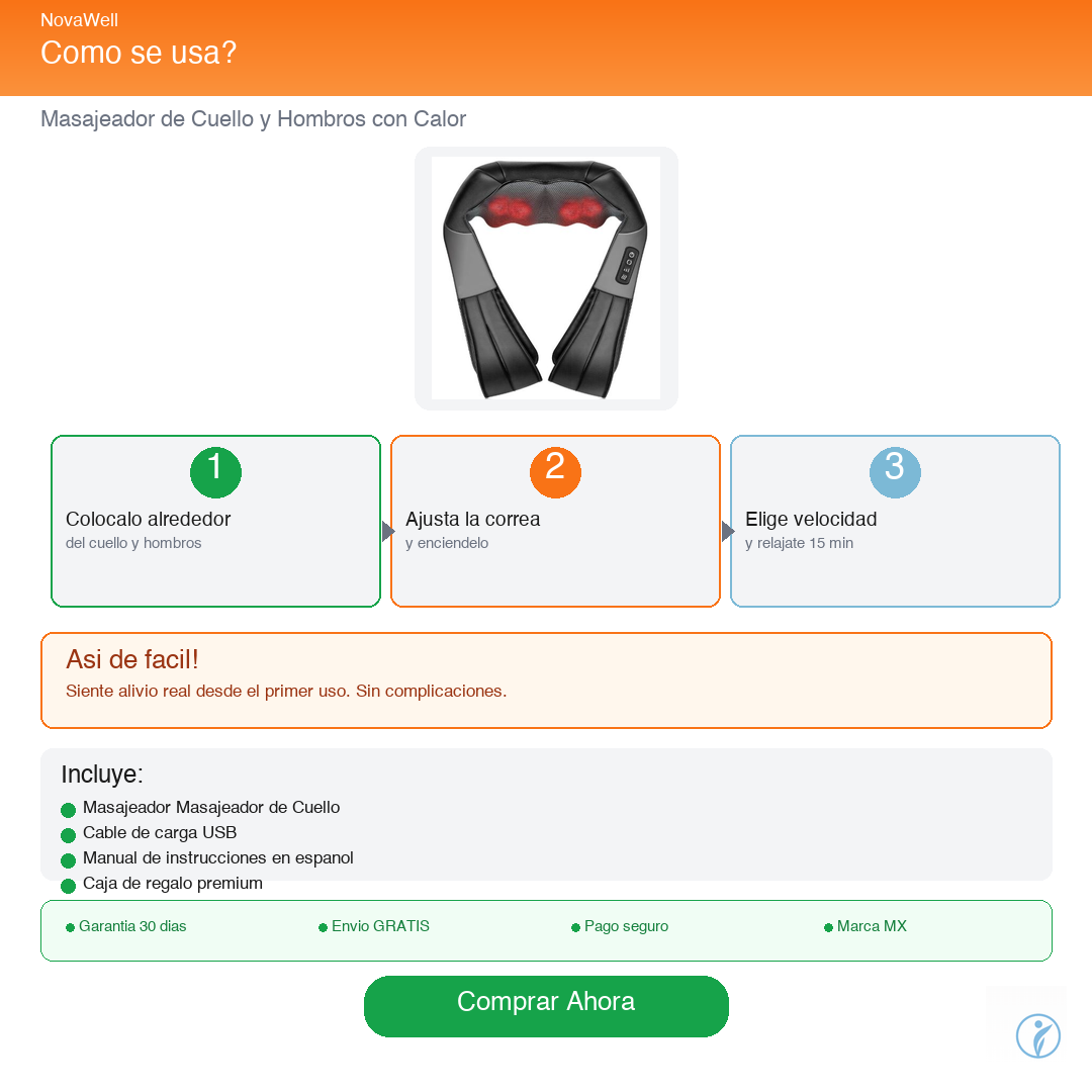 Masajeador Cervical EMS NovaWell - Cómo Usar